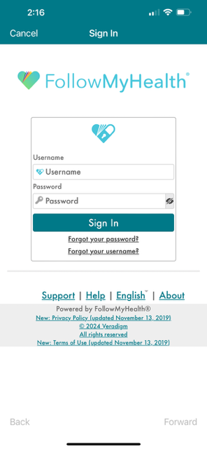 Logging Into Your Followmyhealth™ Mobile Account